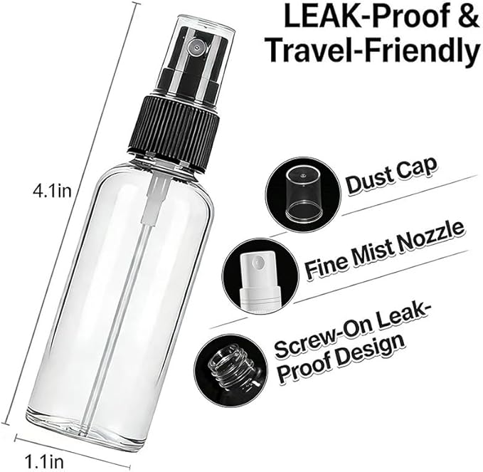 1 Oz Travel Spray Bottles, Thickened Reusable Refillable Plastic Sprayers 2 Pack