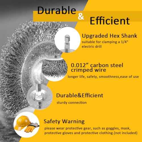 3PC Wire Brush for Drill Set 8 Pack, Wire Wheel for Drill with 1/4 Inch Hex Shank, Drill Wire Brush Set with Carbon Steel Wires for Removing Rust, Paint and Corrosion