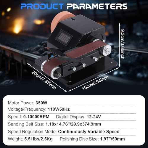 Mini Belt Sander for DIY, 4-in-1 Bench Grinder Kit 90¡Æ Adjustable Electric Belt Sander 10000 RPM Continuously Variable Speed Spindle Sander for Woodworking Metalworking