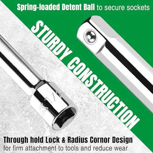 SK 20 Piece Socket Extension Set, 1/4", 3/8" and 1/2" Drive Extension Bar, Swivel Universal Joints and Adapters, SuperKrome Finish, Premium CR-V Construction