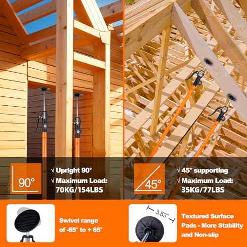 Cabinet Jack for Installing Cabinet Support Rod 3rd Hand Support System Adjustable Support Pole,Extend from 45.2 inch to 114.2 inch,Orange 2 Packs