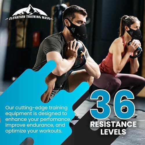 TRAININGMASK Elevation Training Mask 2.0 Blackout + Spray Clean - Multi-Patented with Clincal Studies,Stamina, Endurance