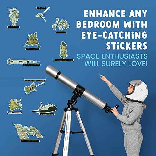 Glow in The Dark Space Craft Wall Stickers Peel and Stick - 10 Large Bright Spaceship Wall Decals for Bedroom and Ceilings - Glow in The Dark Stars Accessory Decoration for Boys and Girls