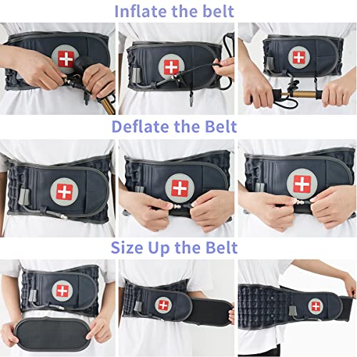 Decompression Back Belt Inflatable Lower Back Brace for Low Back Pain Relief Lumbar Traction Device with Hand Pump, One Size Fits 29-49 Waist