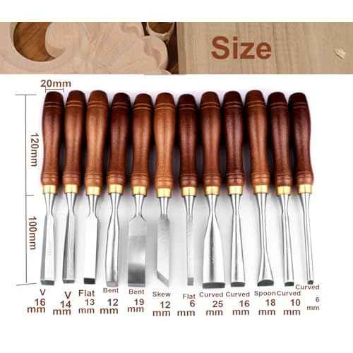 12-Piece Wood Carving Chisel Set - CR-V 60 Steel Multi-Shape Edge Gouges Carving tool for Woodworking Beginners and Professionals with Storage Case