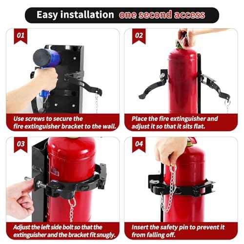 ?????????????? Heavy Duty Fire Extinguisher Bracket, Fire Extinguisher Mount St12 Steel, Fit 10 Lb Dry/5 Lb Co2 Extinguisher for School Vehicle Boat Truck Replace amerex 809, 3-Yr Service