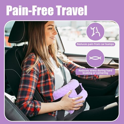 BALAPET 2 Pcs Shredded Memory Foam Hysterectomy Pillow Set for Abdominal Surgery Recovery, Comfy Hysterectomy Seat Belt Pillow with Pocket for Ice/Hot Packs, Hysterectomy Recovery Must Haves(Purple)