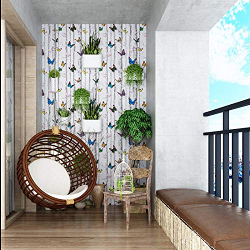 LaCheery Wood Peel and Stick Wallpaper White Contact Paper 80"x17.7" Removable Butterfly Contact Paper Self Adhesive Wallpaper Decorative Self Adhesive Vinyl Paper for Kids Bedroom Nursery Wall Drawer