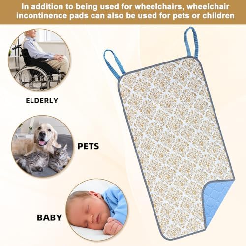 Waterproof Highly Absorbent Incontinence Wheelchair Pads for Elderly (White-Yellow)