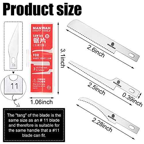 Honoson 6 Pieces Hobby Saw Blades Replacement Mini Craft Blade Micro Knife Saw Blades with Plastic Storage Box for Hand Cutting Tree Limbs and Branches Wood Pruning