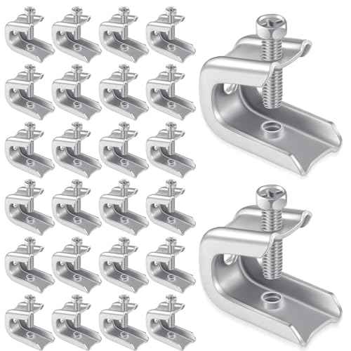 Hicarer 25 Pcs 1/4" x 20 Beam Clamp Steel Screw in Hooks for Flanges Strong Threaded Rod Wire Ring with Harden Point Screws