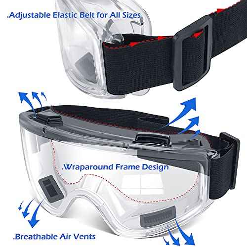 OXG 6 Pack Safety Goggles ANSI Z87.1 Glasses, Anti-Fog Protective Safety Glasses Lab Goggles Men Women Eye Protection Goggles
