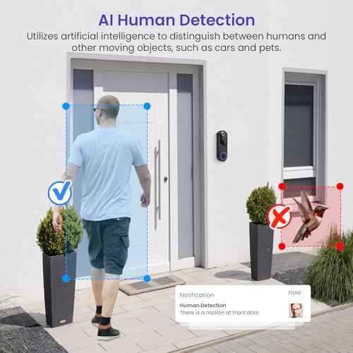 Smart Video Doorbell Camera with AI Motion Detection, Night Vision, Cloud Storage, 2 Way Audio, Battery Powered, 2.4GHz Wi-Fi Only