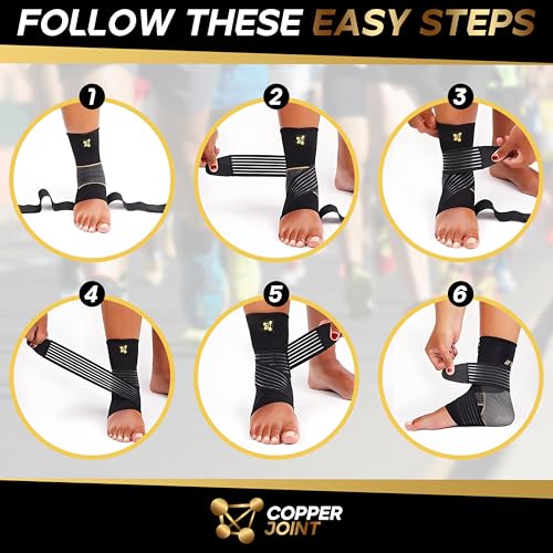 Copperfit Compression Ankle Brace for Women Support, Durable Design Foot and Ankle Support for Women & Men Ideal to Support for Sports, Running, Comfortable Fit, Breathable Material - Small