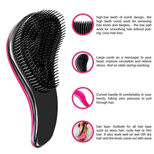 WYNK Detangling Brush 2-Pack - Soft Bristle Hairbrush Set (Prussian Blue & Lilac) for Adults & Kids, Gentle Knot Remover for Curly/Straight/Wet Hair