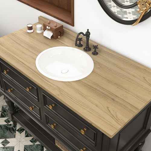 Wallderfu Light Brown Wood Wallpaper Waterproof Wood Grain Contact Paper for Countertops Removable Vintage Stick on Wallpaper for Kitchen Bathroom Wood Countertop Cabinets Liner Desk Wall 15.75"x78"