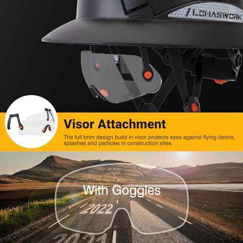 Full Brim Hard Hat Construction OSHA Approved Vented Hard Hat Cascos De Construccion Adjustable Cool Vent Work Safety Helmet for Men and Women