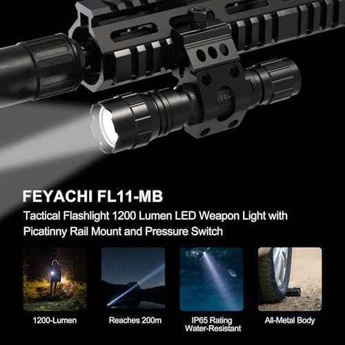 Feyachi Tactical Flashlight LED Weapon Light 1200 Lumen with Picatinny/M Lock Rail Mount and Pressure Switch Included