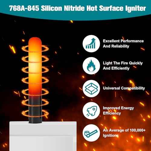 Upgraded 768A-845 Furnace Hot Surface Ignitor Replacement Compatible with Emerson White-Rodgers Trane Silicon Nitride Ignitor, 768A-845 Replace 768A-5 IGN00104 X13130524010 B340970P01