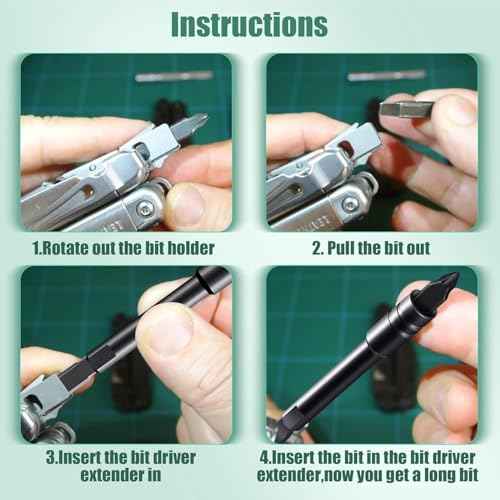 Dreyoo Bit Driver Extender Add-on Accessory for Multi-Tools,1/4" Hex Bits Adapter Compatible with Leatherman, Surge, Wave Plus and Signal Set(Black)