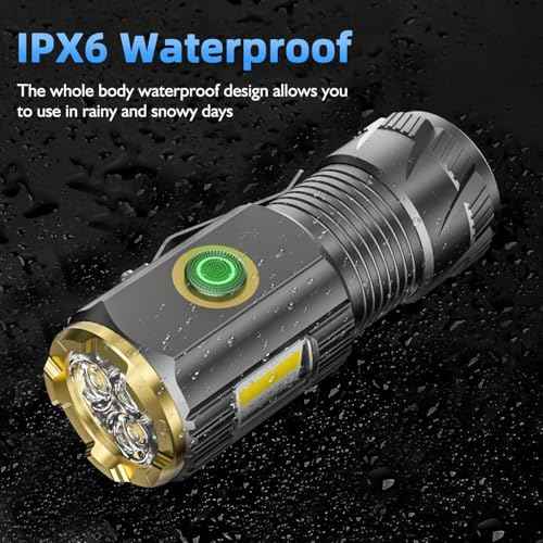 Rechargeable mini LED Flashlight, 9000 lumens Ultra Bright Small Flashlight, with Clip and Magnet, IPX6 Waterproof, 6 Modes, Suitable for Camping, Hiking, and Emergency situations (2-Piece Set)
