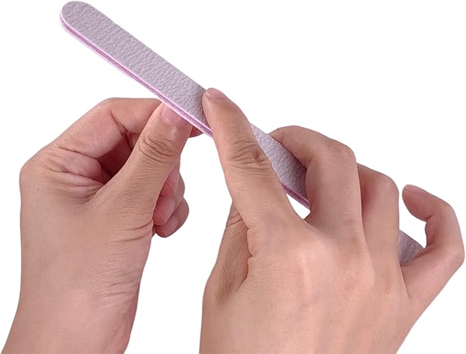 50 Pcs Nail File, Emery Board Nail Files for Acrylic Nails and Natural Nails, 100/180 Grit Double Sided Fingernail File Gel Nail Professional Reusable Washable Manicure Pedicure Kit Set Gray