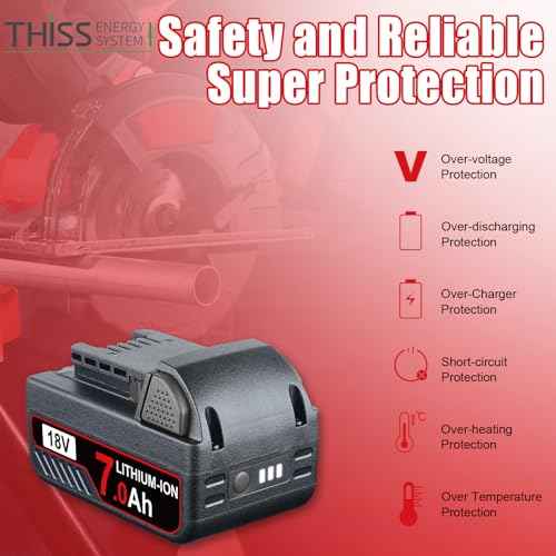 2P 18V 7.0Ah Replacement for Milwaukee Battery Lithium-ion Compatible with Milwaukee Battery 18V 48-11-1820 48-11-1850 48-11-1860 48-11-1870 Cordless Power Tools