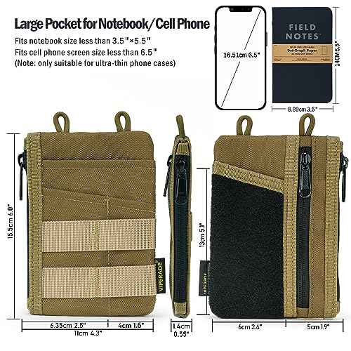 VIPERADE VE18 EDC Pouch, Pocket Organizer for Men, EDC Pocket Organizer, 3 Slots with 2 Zipper Pockets, Multitool Pouch