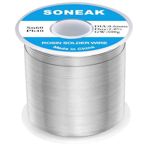 60/40 Tin Lead Solder Wire, Reliable Wire Soldering for Electronics, Plumbing, and DIY Projects (0.6mm 500g)