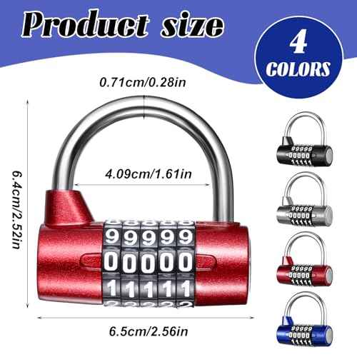 4 Pcs 5 Letter Combination Lock Heavy Duty Gym Locker 5 Digit Word Locker Keyless Resettable Metal Lock for College Gym Toolbox Hasp Cabinet (Number)