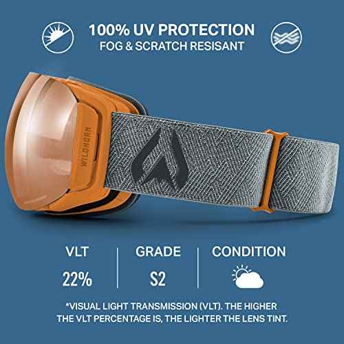 Wildhorn Roca Ski Goggles Men Women Anti-Fog/Scratch 100% UV-Magnetic Lens-Snowboard Snow Goggles Men Women Adult