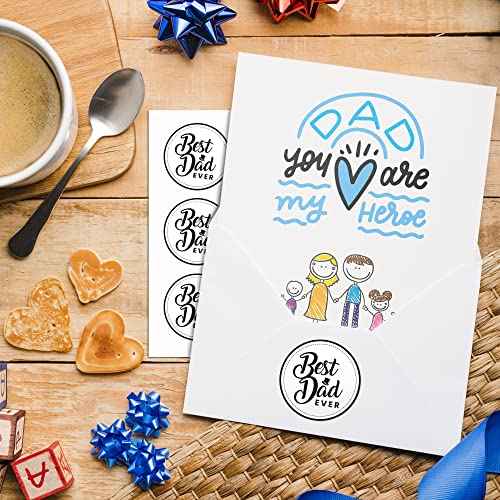 Mobiusea Creation Fathers Day Stickers | 90-Pack for Fathers Day Card | 1.4 inch | Happy Fathers Day Stickers | Black and White Best Dad Ever Labels