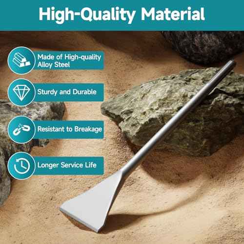 Tile Chisel with SDS-Max Shanks - 4.33 In. x 15.75 In. Tile Chisel Hammer Alloy Steel Chisel Remove Chisel- Suitable for SDS-Max Jack Hammer