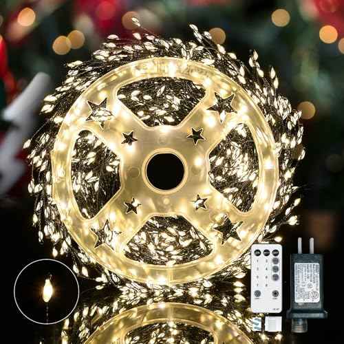 Dailyart Fairy Lights Plug in, 1000 Led Twinkle String Light with Remote 75Ft Waterproof 8 Modes Warm Cluster Lights with Timer for Bedroom Wreath Window Wedding Christmas Tree Decoration,Black Wire