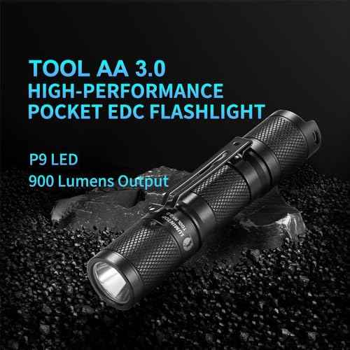 LUMINTOP Pocket-Sized Super Bright Flashlight Set Tool AA 2.0 EDC Flashlight with Magnetic Tail and 920mah Rechargeable Battery, 650 Lumens, 5 Modes with Mode Memory, Waterproof Torch for Camping