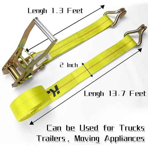 KJE Ratchet Straps Heavy Duty(4 Pack), 2" x 15' Ratchet Strap 10,000 Lbs Max Break Strength, Tie Down Ratcheting with J-Hook, Cargo Straps for Truck, Trailer, Moving Appliances