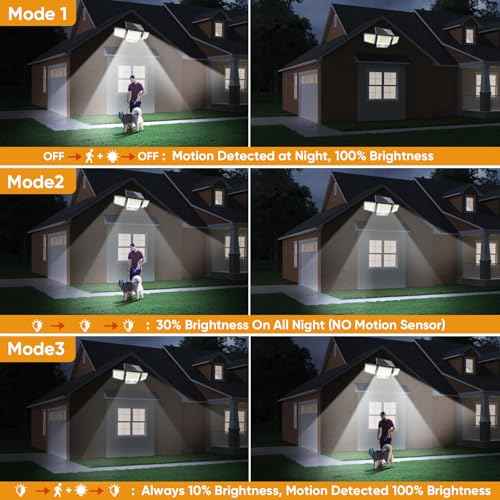 Solar Motion Sensor Outdoor Lights Waterproof - 3000LM 3 Modes Security Lights Outdoor 270¡Æ Illumination IP65 LED Solar Flood Wall Light for Garden Yard Patio Pathway (Modern, 3)