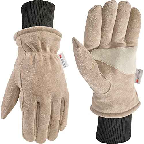 Wells Lamont Men's HydraHyde Insulated Split Leather Winter Work Gloves, Medium (1196M)