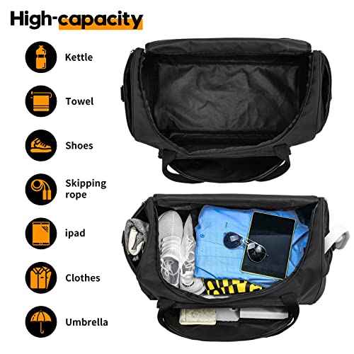 Gym Bag for Men - 55L Black Durable Large Duffle Bag for Travel, Workout, Fitness & Sport