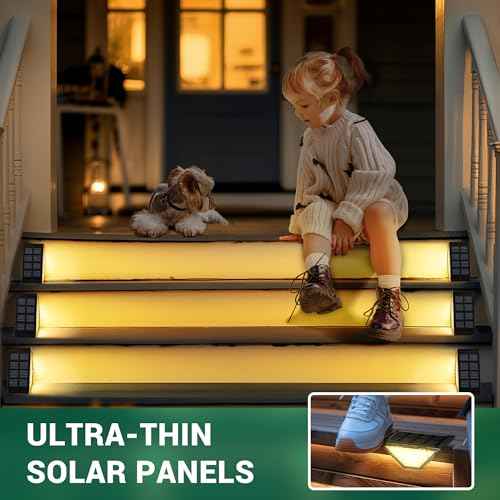 Solar Step Lights for Outside,24 LEDs Solar Stair Lights Waterproof IP65,Solar Deck Lights Outdoor for Yard, Porch, Front Door, Stair, Step, Patio, Deck(12 Pack, Warm White)