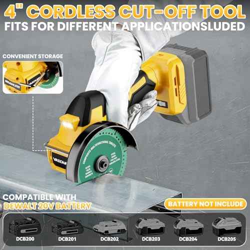 Cordless Cut Off Tool Compatible with DeWalt 20V Max Battery, 18,000 RPM Brushless Motor, 4" Blades (2pcs) with Dust Cover, 1.2mm Max Blade Thickness for Wood/Metal/Plastic¡¼BATTERIES NOT INCLUDED¡½