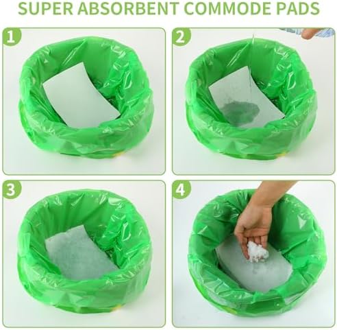 Super Absorbent Bedpan Liners, Medical Grade Value Pack 200 Count, Bedside Commode Pads, Contains Absorbent Gel to Reduce Odor, for Bedside Commode Liners Disposable,Commode Chair,Portable Toilet Bags