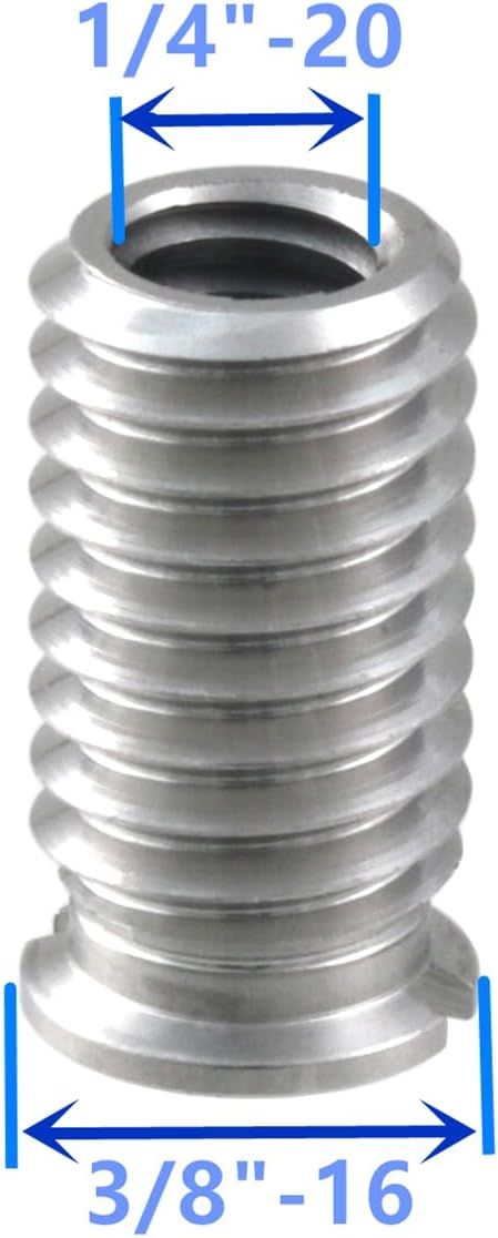 Stainless Steel 1/4"-20 Female to 3/8"-16 Male Convert Screw Adapter 6 Pieces 18mm Height