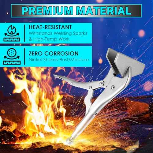 NATGAI 2 Pack 10 Inch Locking Sheet Metal Clamp, Welding Pliers with Adjustable Opening, Nickel Plated Carbon Steel Duckbill Locking Plier for Metalworking, Sheet Metal Bending and Clamping (2 Pack)