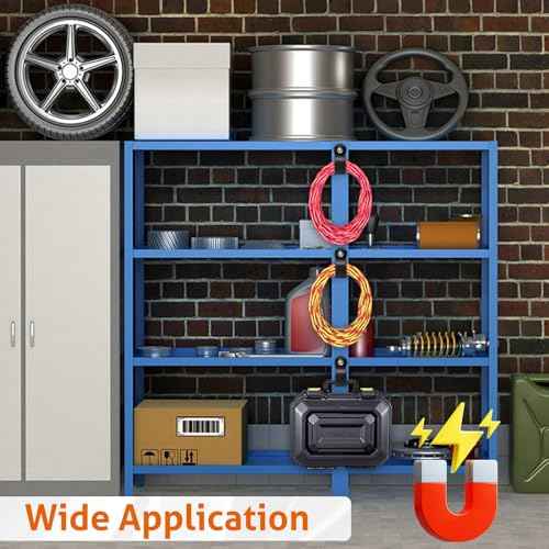UCINNOVATE Heavy Duty Magnetic Hook Straps 4 Pack, 2.59INCH Magnetic Storage Hooks, Magnetic Tool Holder, Powerful Garage Storage Hook Ties, Extension Cord,Hose, Cable, Rope,Tools,Workshop,Pick-up