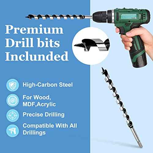 Ship Auger Drill Bit 19 x 300mm (Approximate 3/4 x 12 Inch), Wood Auger Bit with 11mm Hex Shank