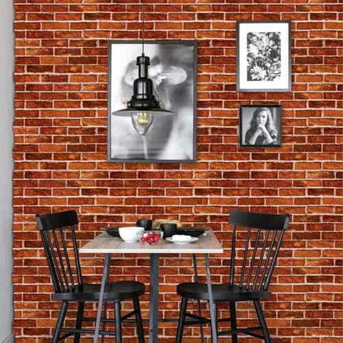 LXCREAT Red Brick Wallpaper Peel and Stick 17.71"¡¿ 118" Removable Self-Adhesive Faux Brick Textured Contact Paper for Christmas Party Home Furniture Decoration
