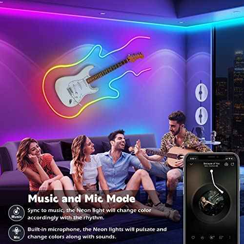 AILBTON 60Ft Neon Rope Lights,Flexible Led Rope Lights Control with App/Remote,Multiple Modes Rope Lights,IP65 Outdoor RGB Led Neons Lights,Music Sync Gaming Led Neon Light Strip for Bedroom Decor