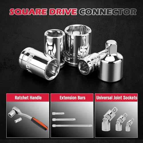 12-Piece 1/4" Drive SAE Standard Socket Set 5/32" to 9/16" with 1-Piece Magnetic Organizer Rail Rack, Premium 6-Point Shallow Socket Assortment Include a 3/8" to 1/4" Adapter