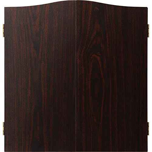 Viper Vault Cabinet & Shot King Sisal/Bristle Dartboard Ready-to-Play Bundle with Two Sets of Steel-Tip Darts, Throw Line, and Dry Erase Scoreboards, Walnut Finish
